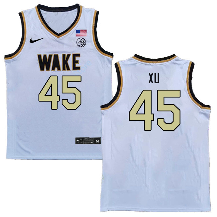 Men #45 Xiaolong Xu Wake Forest Demon Deacons 2022-23 College Stitchec Basketball Jerseys Sale-White